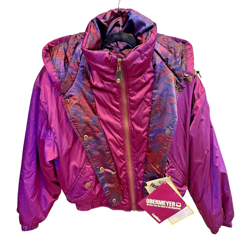 VINTAGE Retro 80's 90's Obermeyer Purple Parka Puffer Ski Jacket Sz 10 NEW NWT